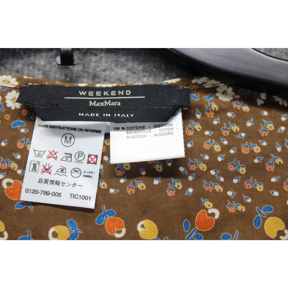 Weekend Max Mara Medium Blouse Button Floral Brow… - image 3